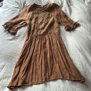 Brown lace detailed dress